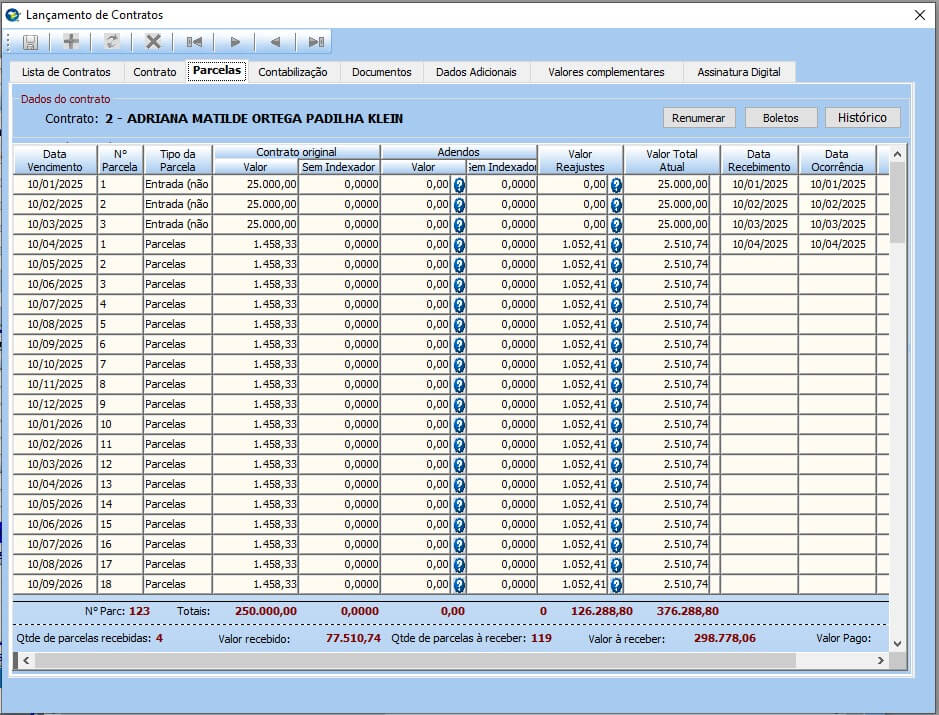 Acompanhamento das parcelas