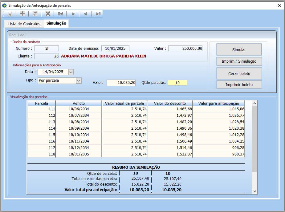 Simulação de Parcelas